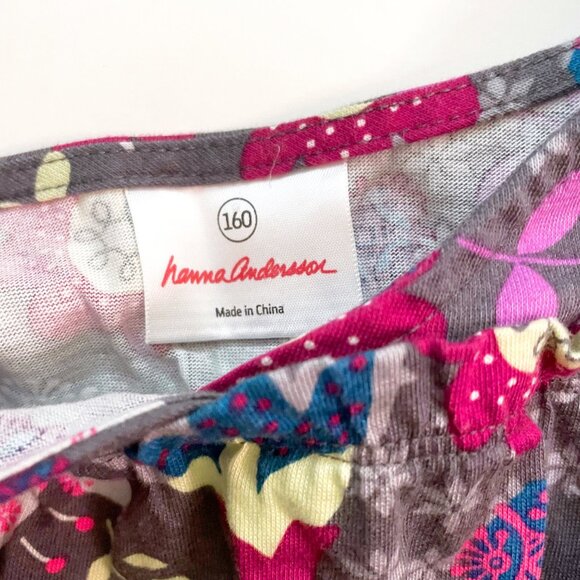 Hanna Andersson Gray Floral Dress, Size 12 - Picture 3 of 4